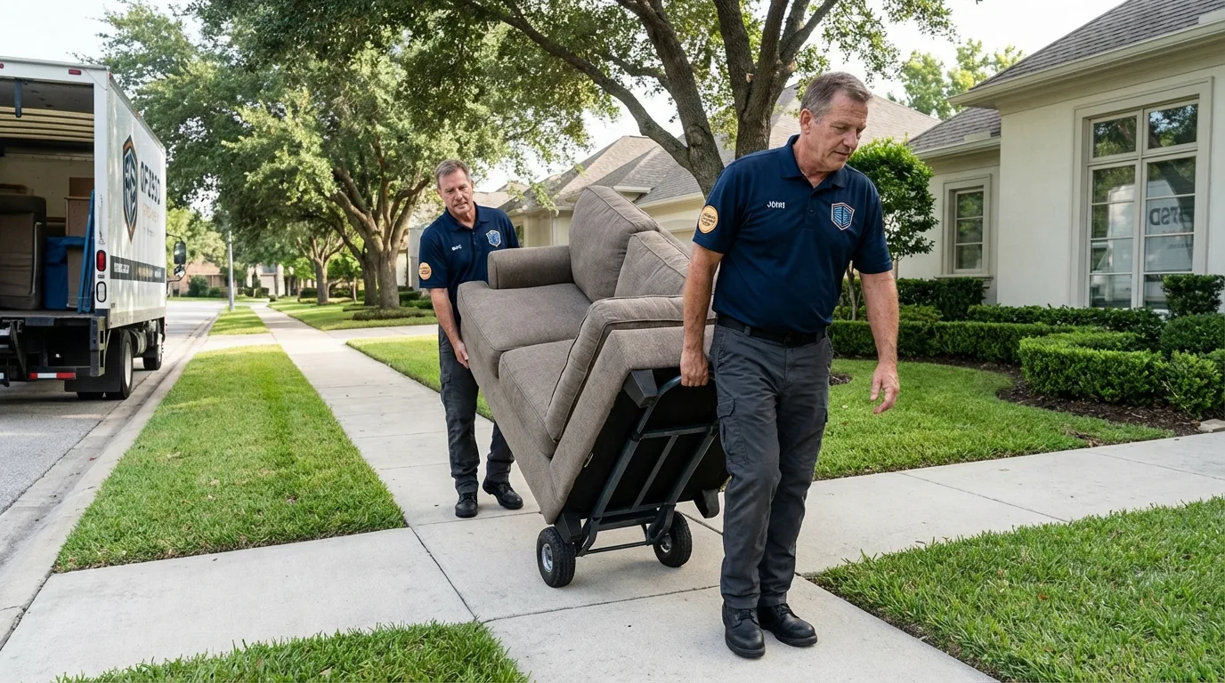 Local residential moving crew loading furniture in Phillips, WI